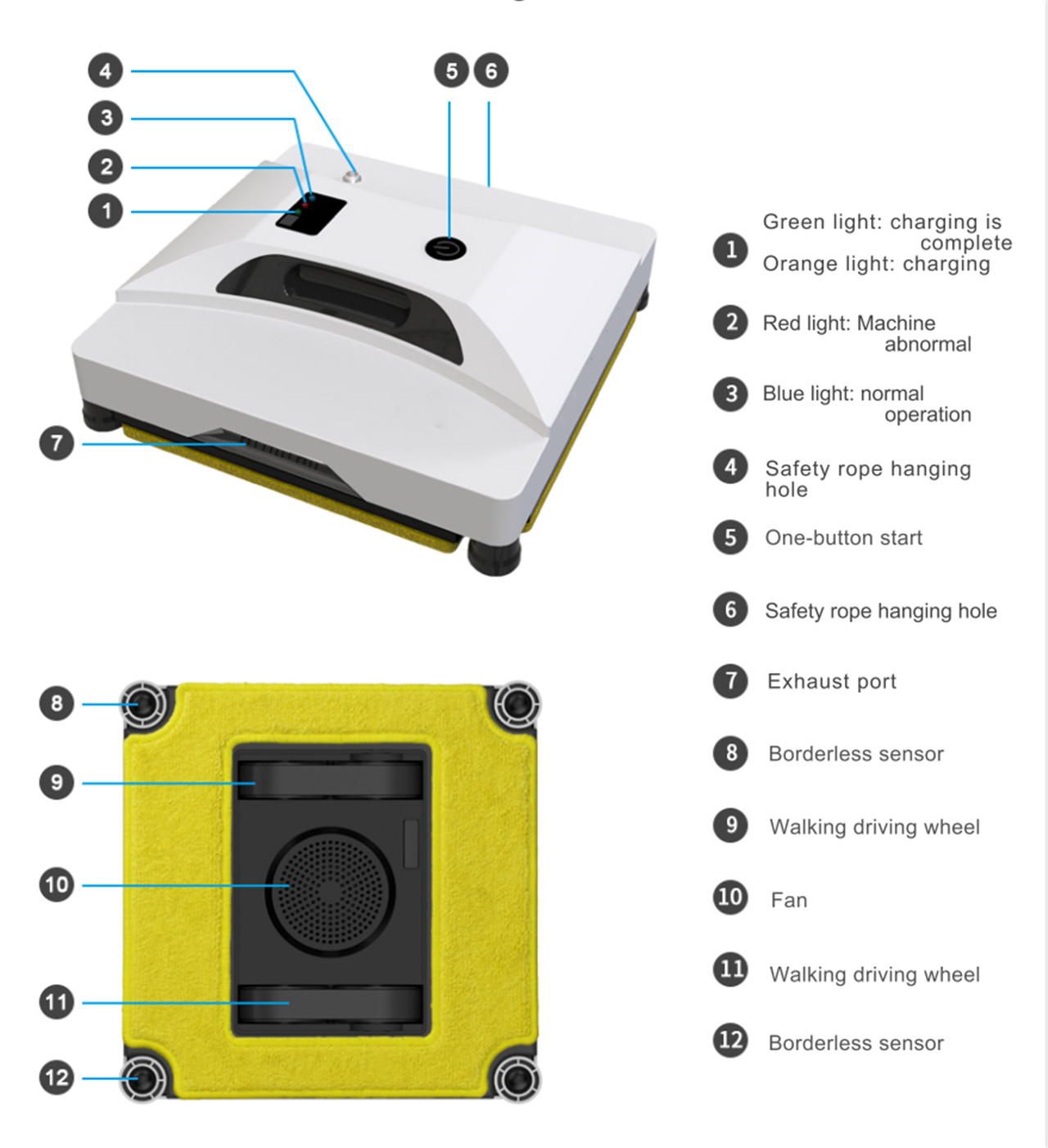 Panavox HCR-05 Smart Fensterputzroboter, intelligenter automatischer Reinigungsroboter für Innen- und Außenfenster (14)